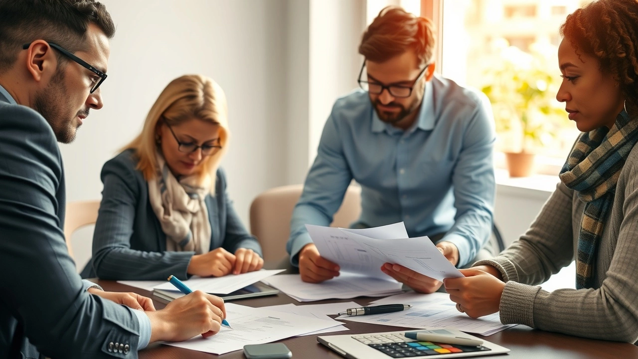 groupe de personnes analysant des documents financiers