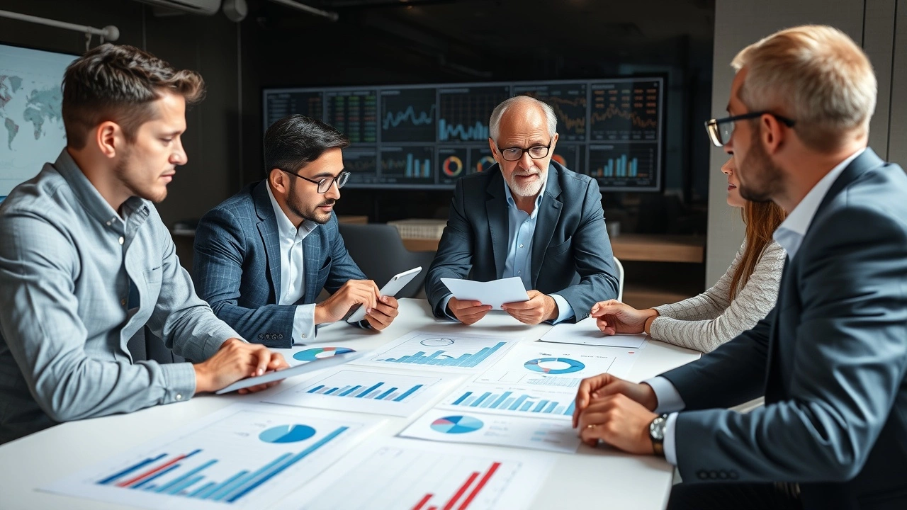 groupe d'analystes économiques en réunion