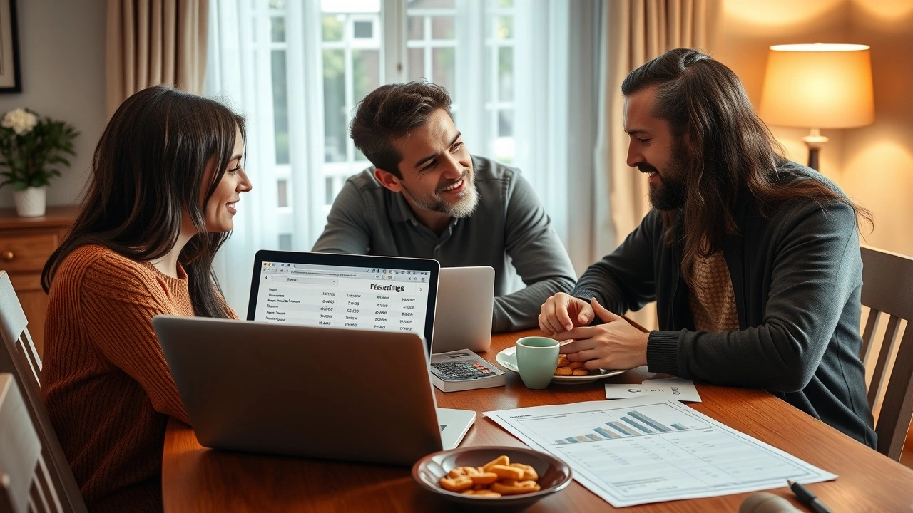 famille discutant des finances autour d'une table