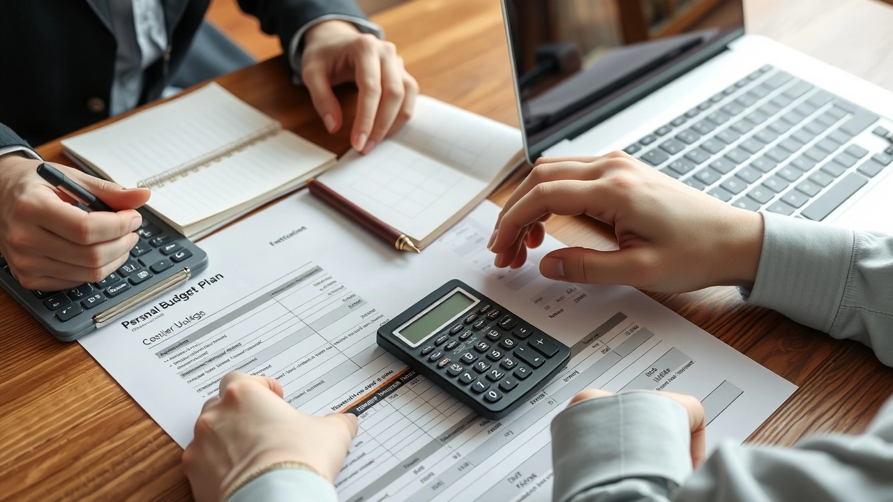 person faisant un budget personnel sur un bureau
