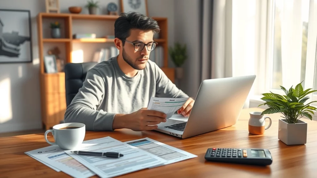Image d'un bureau moderne avec quelqu'un analysant des documents fiscaux pour 2025.