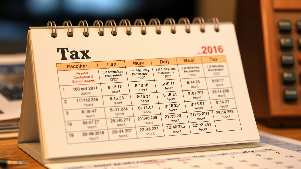 calendrier de bureau avec dates fiscales importantes