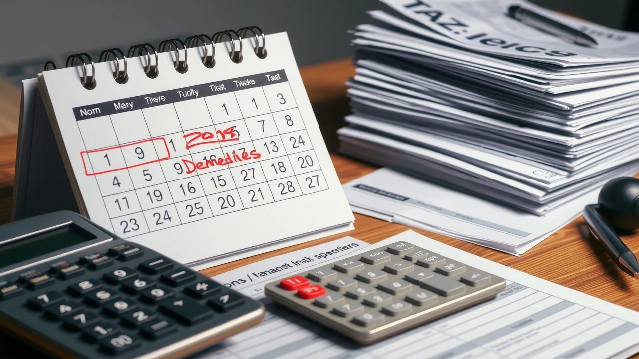 calendrier avec délais fiscaux et documents financiers