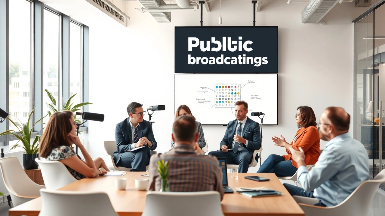 groupe de personnes discutant de l'audiovisuel public