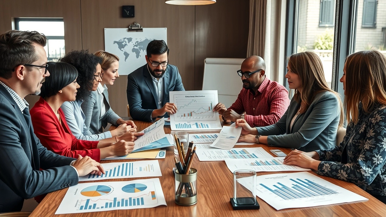 groupe de personnes discutant de finances à une table