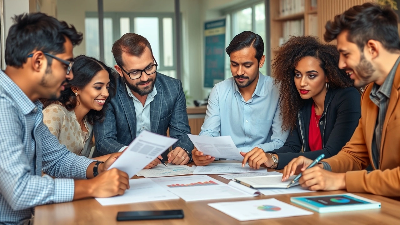 groupe de personnes discutant de finances
