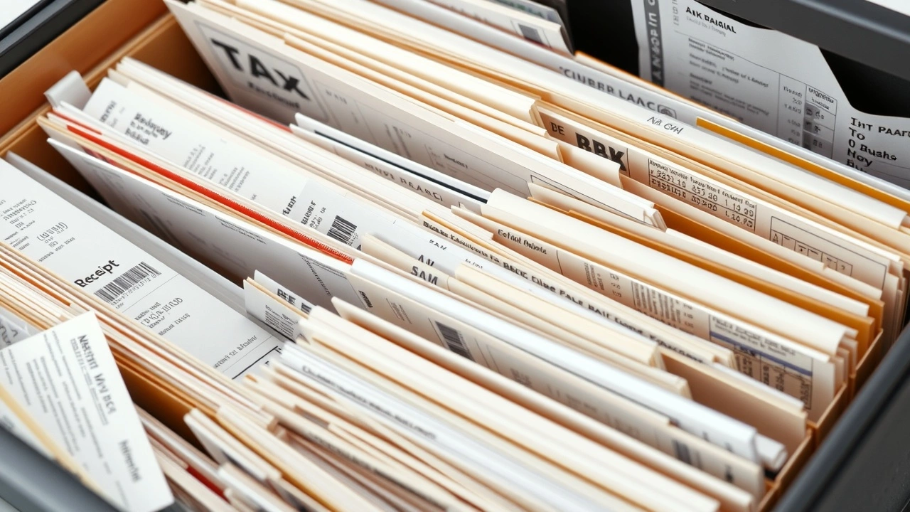 documents fiscaux et reçus organisés dans un dossier