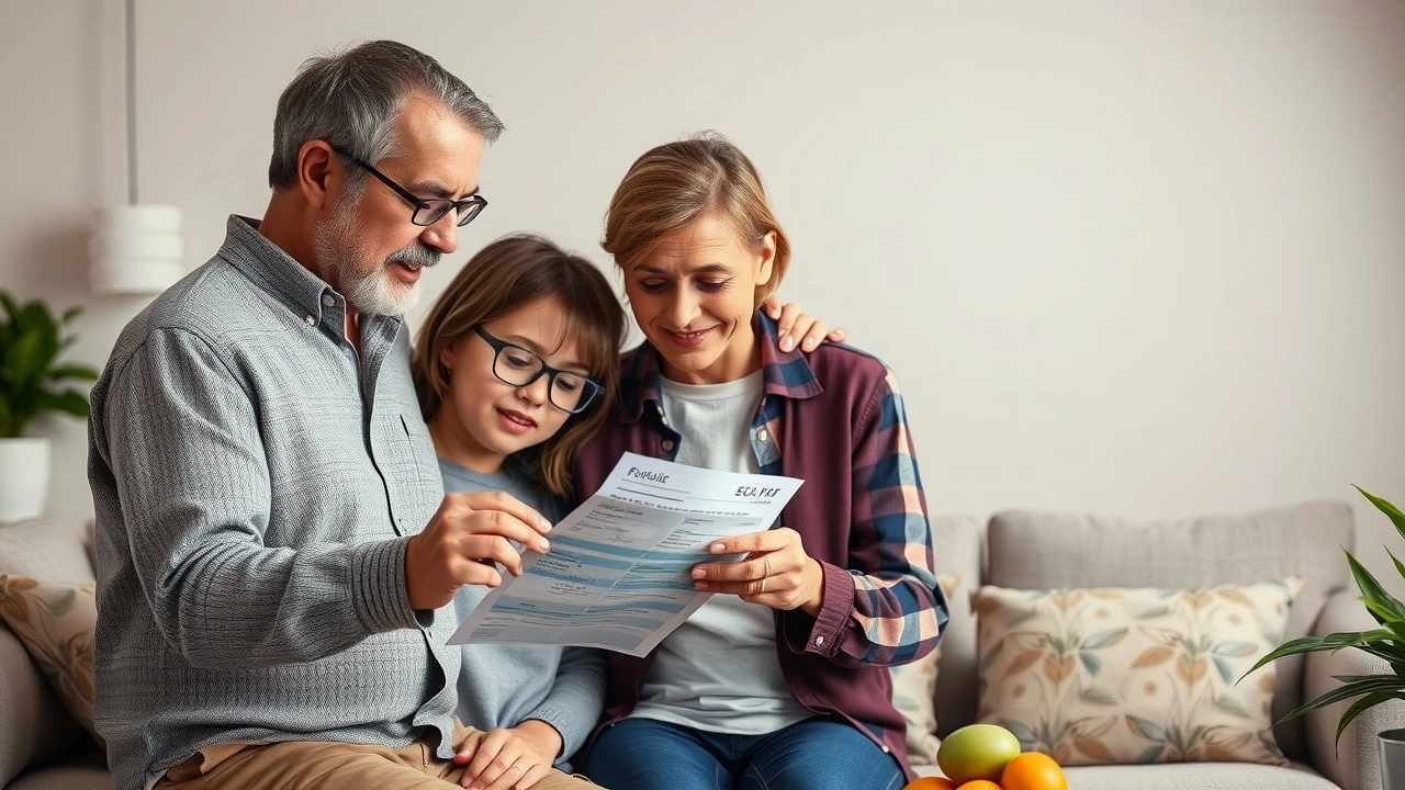 une famille examine sa facture d'electricite