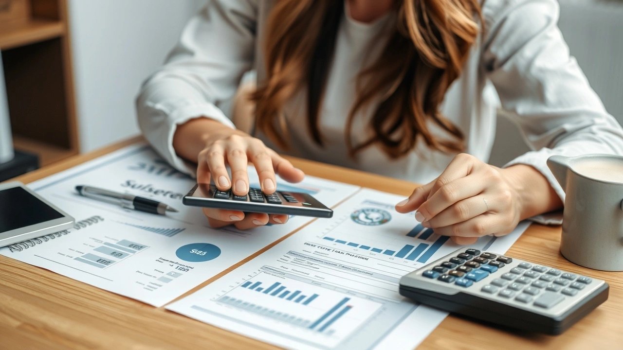 femme utilisant une calculatrice pour budgetiser