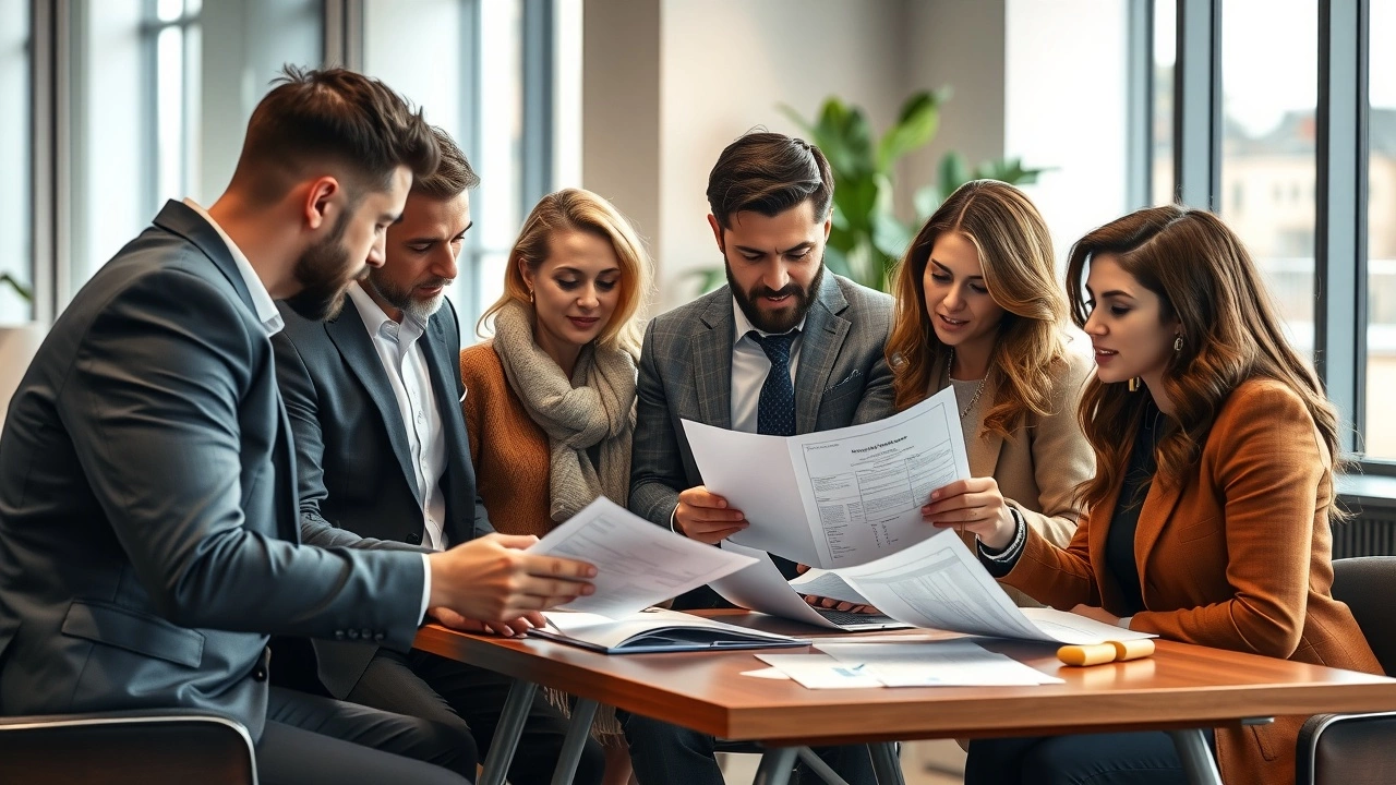 groupe de personnes riches discutant de finances