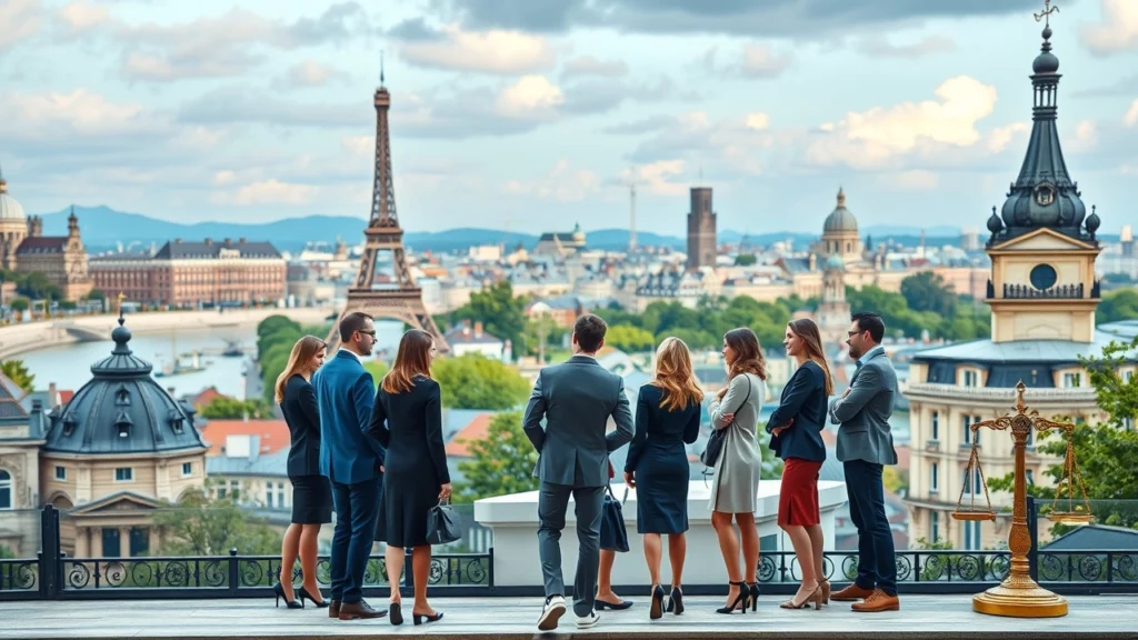 Une illustration de la justice fiscale en France avec des revenus élevés à travers une ville moderne.