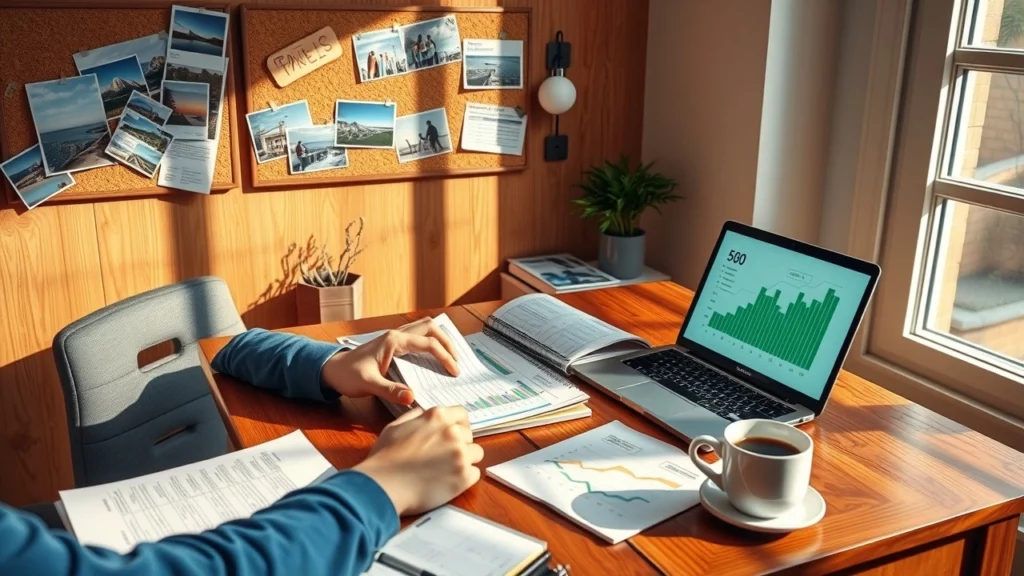 Une personne analysant son budget avec des notebooks et une calculatrice.