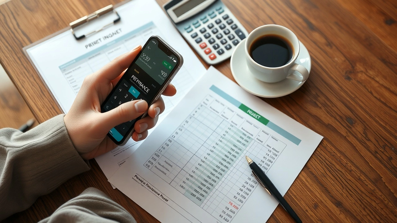 person utilisant une application de finance personnelle