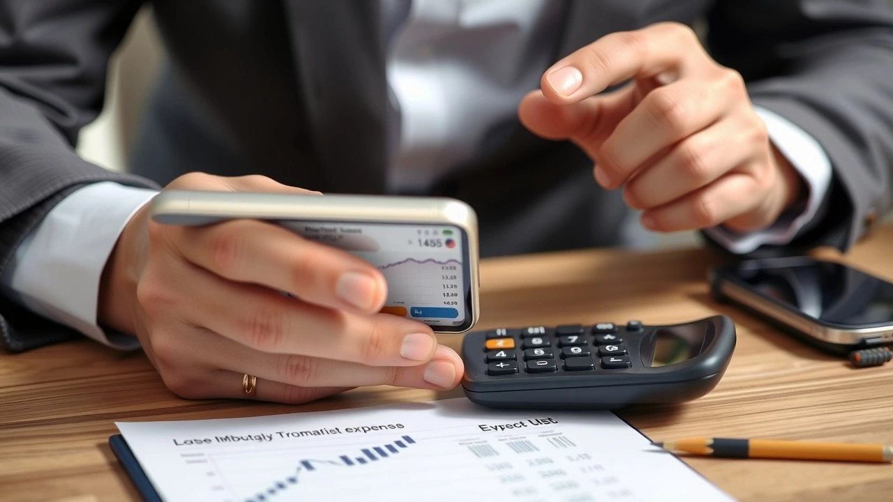 person utilisant une application de budget sur un smartphone