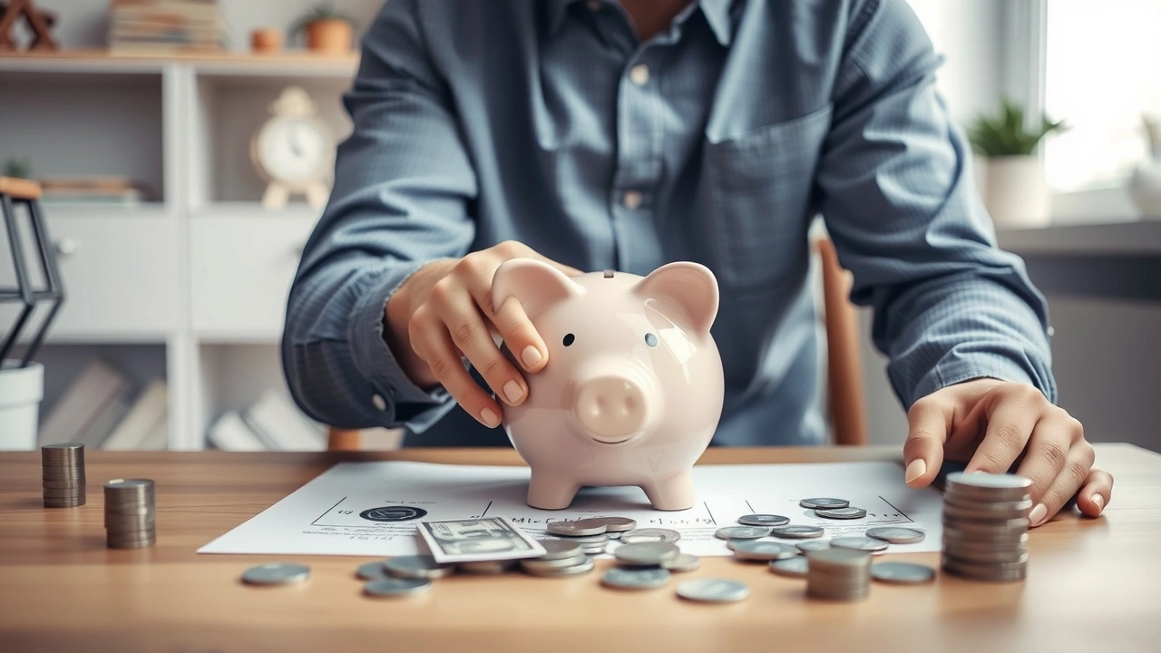 une personne qui économise de l'argent dans une tirelire