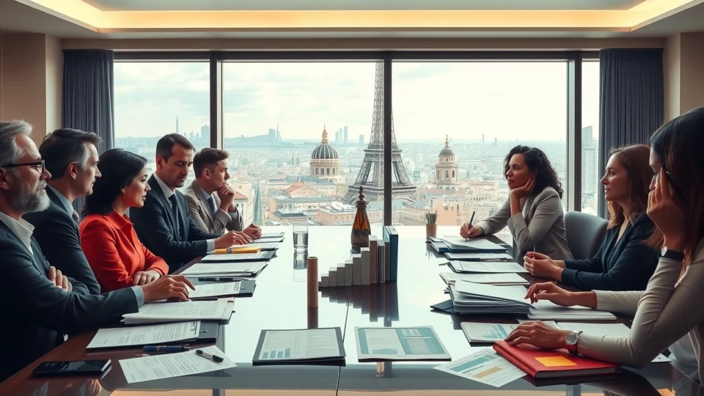 Une réunion financière dans un bureau moderne, illustrant la justice fiscale en France.
