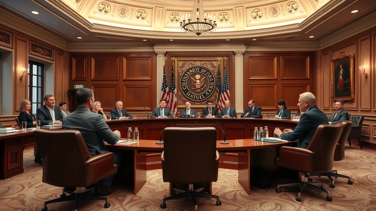 salle de réunion gouvernementale avec des responsables