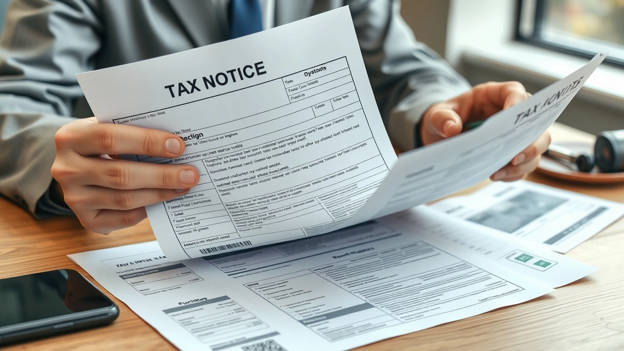 avis d'imposition et documents fiscaux sur un bureau