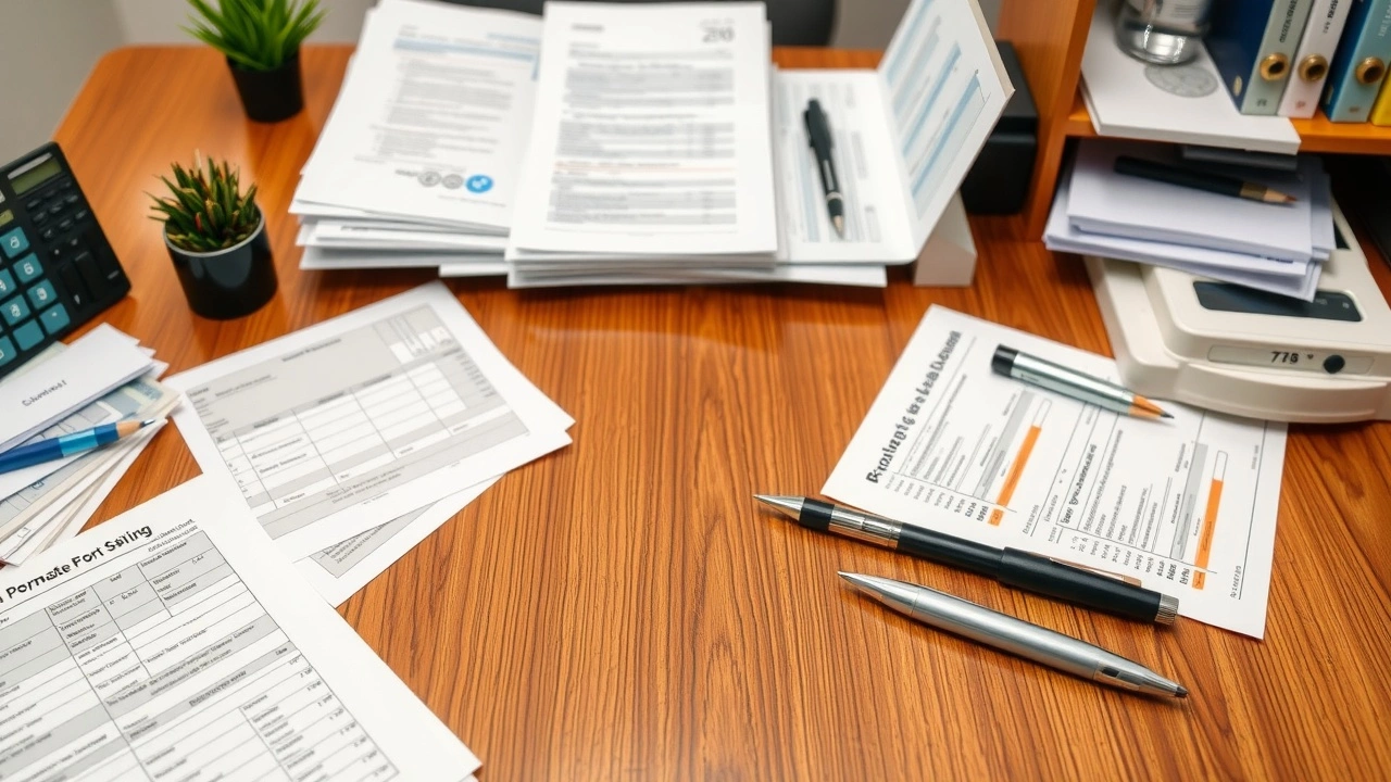 bureau de fiscalite avec documents et formulaires