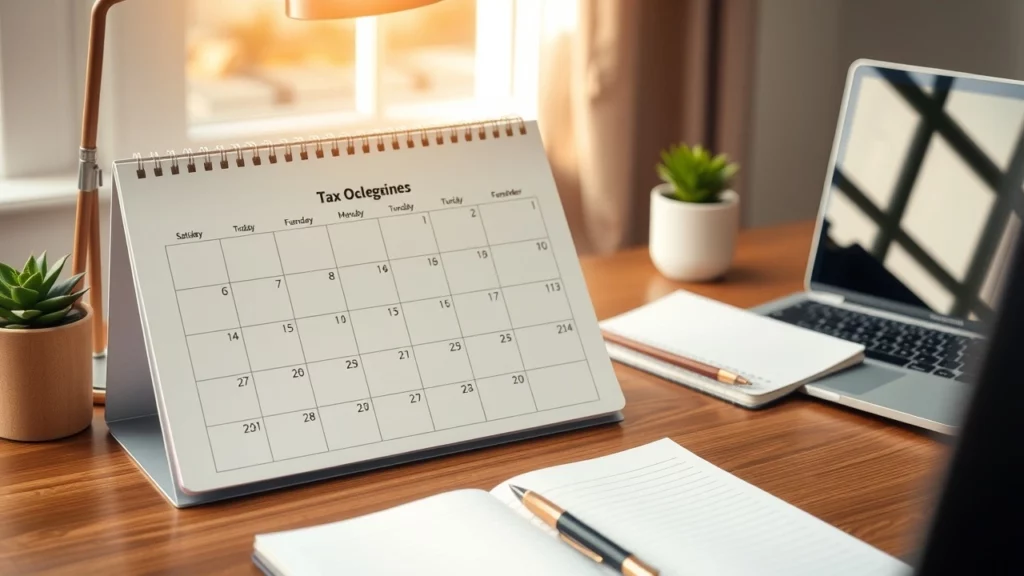 Bureau serein avec un calendrier personnalisé et des fournitures de bureau.