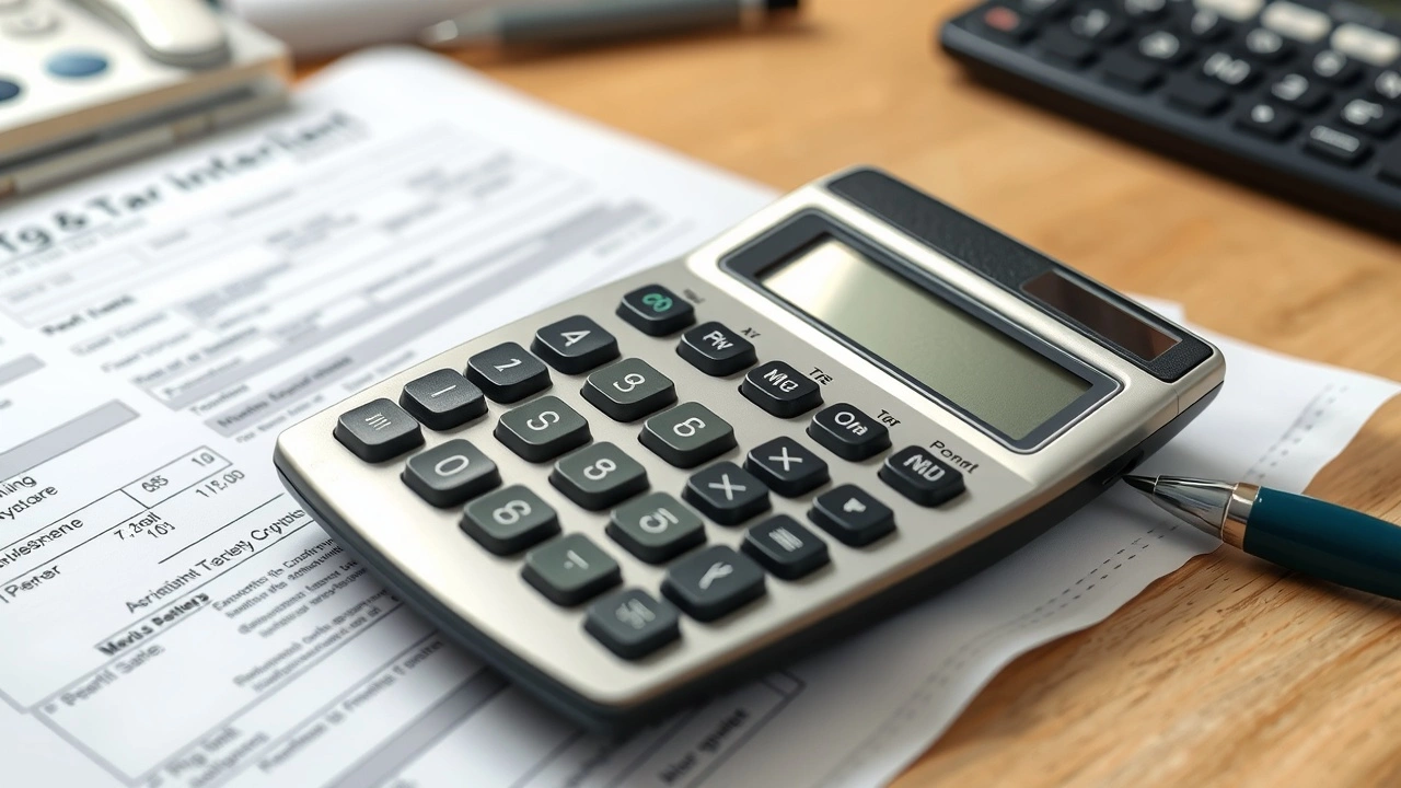 calculatrice et documents fiscaux sur un bureau