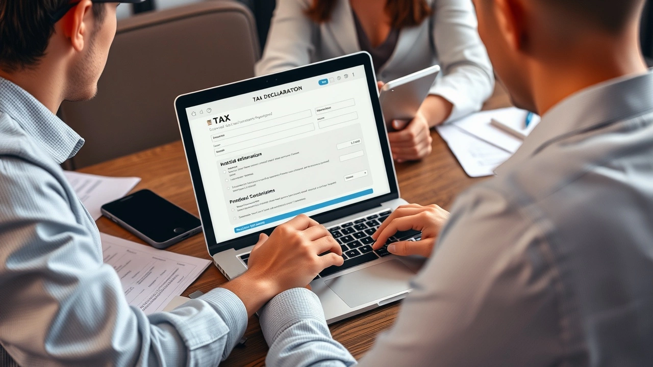 person remplissant une declaration d'impot en ligne