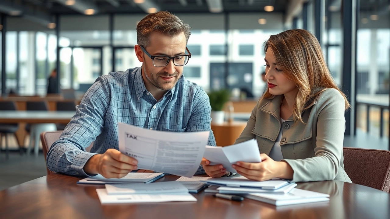 deux personnes examinant des documents fiscaux