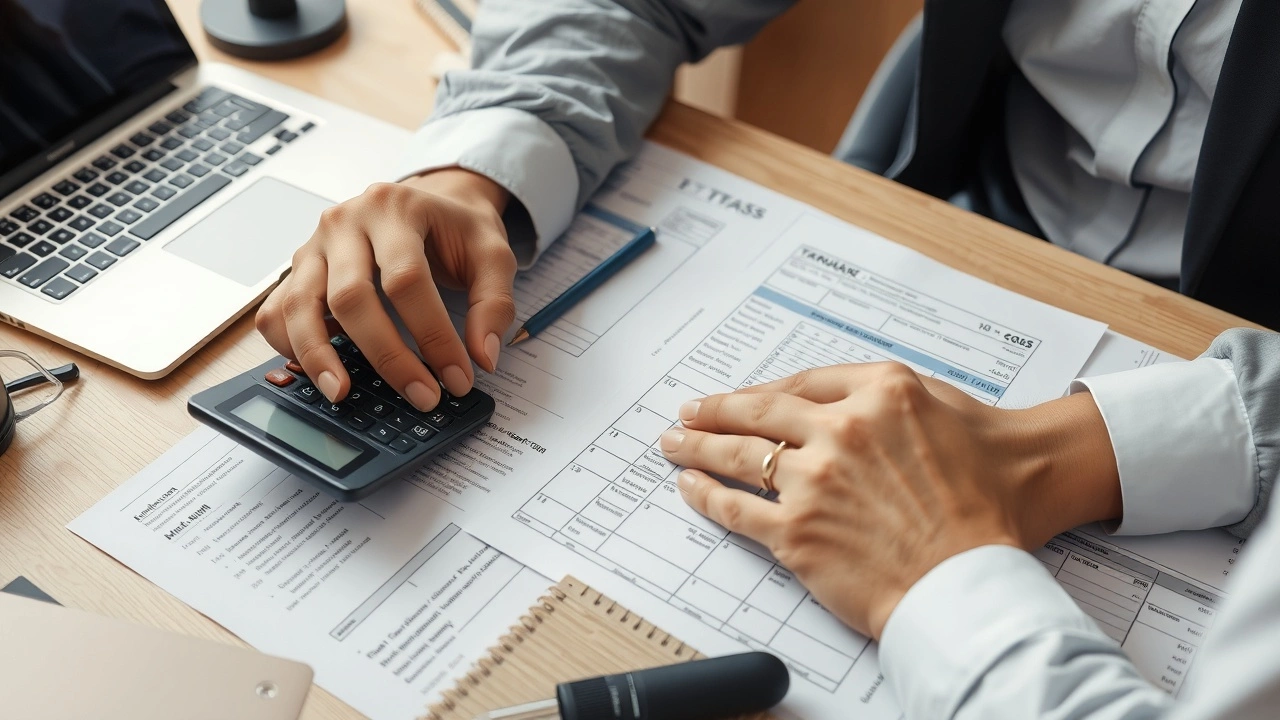 person organisant des documents fiscaux sur un bureau