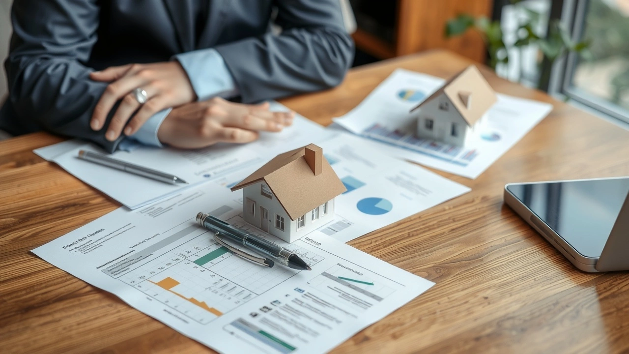 proprietaire examine des documents immobiliers sur une table