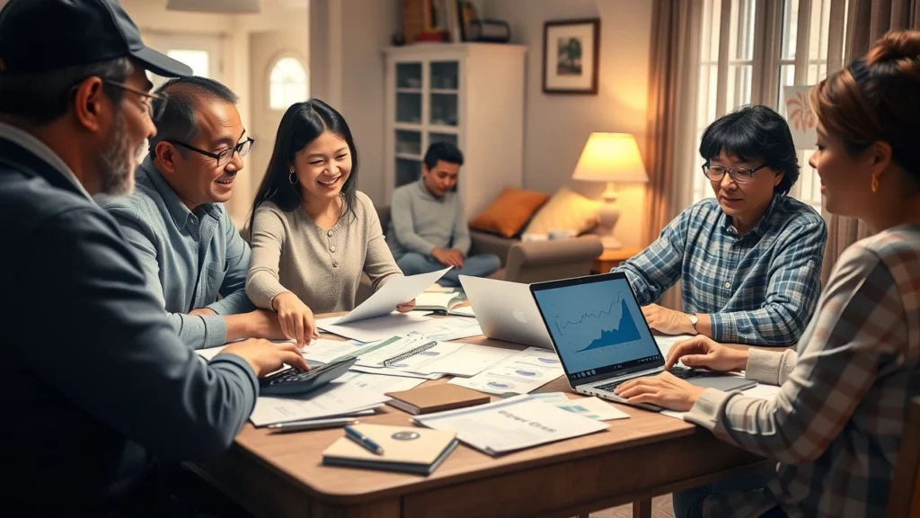 Une famille discutant de ses finances autour d'une table, illustrant l'impact du Budget 2025 sur le pouvoir d'achat.