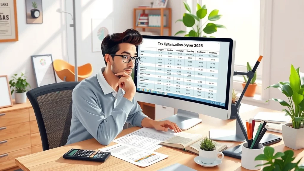 Une illustration photoréaliste d'une personne utilisant un simulateur de déclaration fiscale pour 2025.