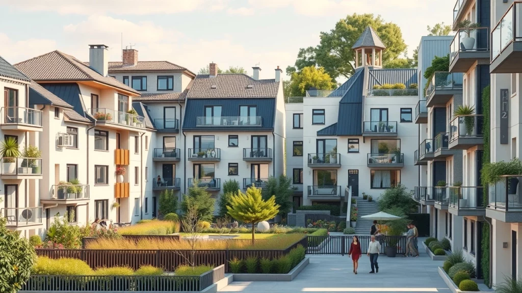 Illustration de logements modernes représentant des obligations déclaratives pour 2025