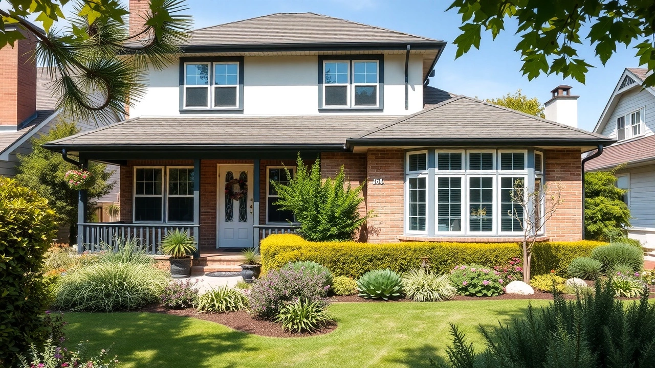 maison de banlieue avec jardin bien entretenu
