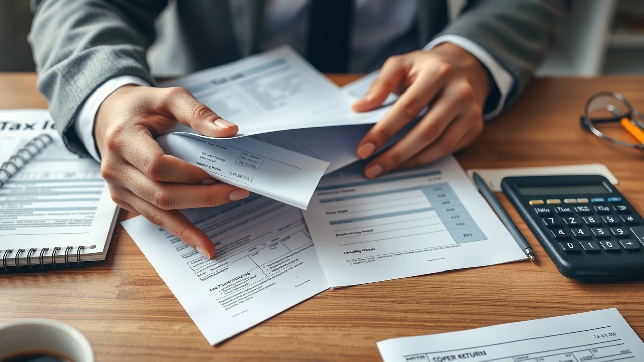 personne préparant des documents fiscaux sur un bureau