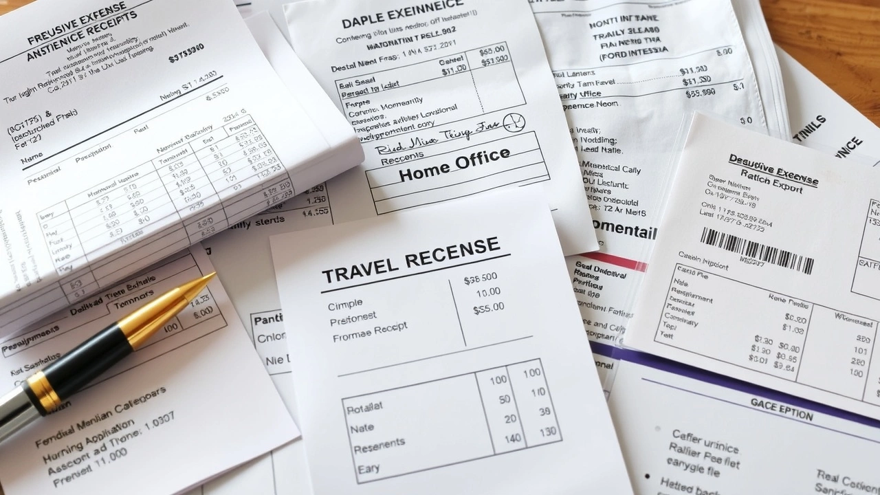 photographie de reçus de dépenses déductibles