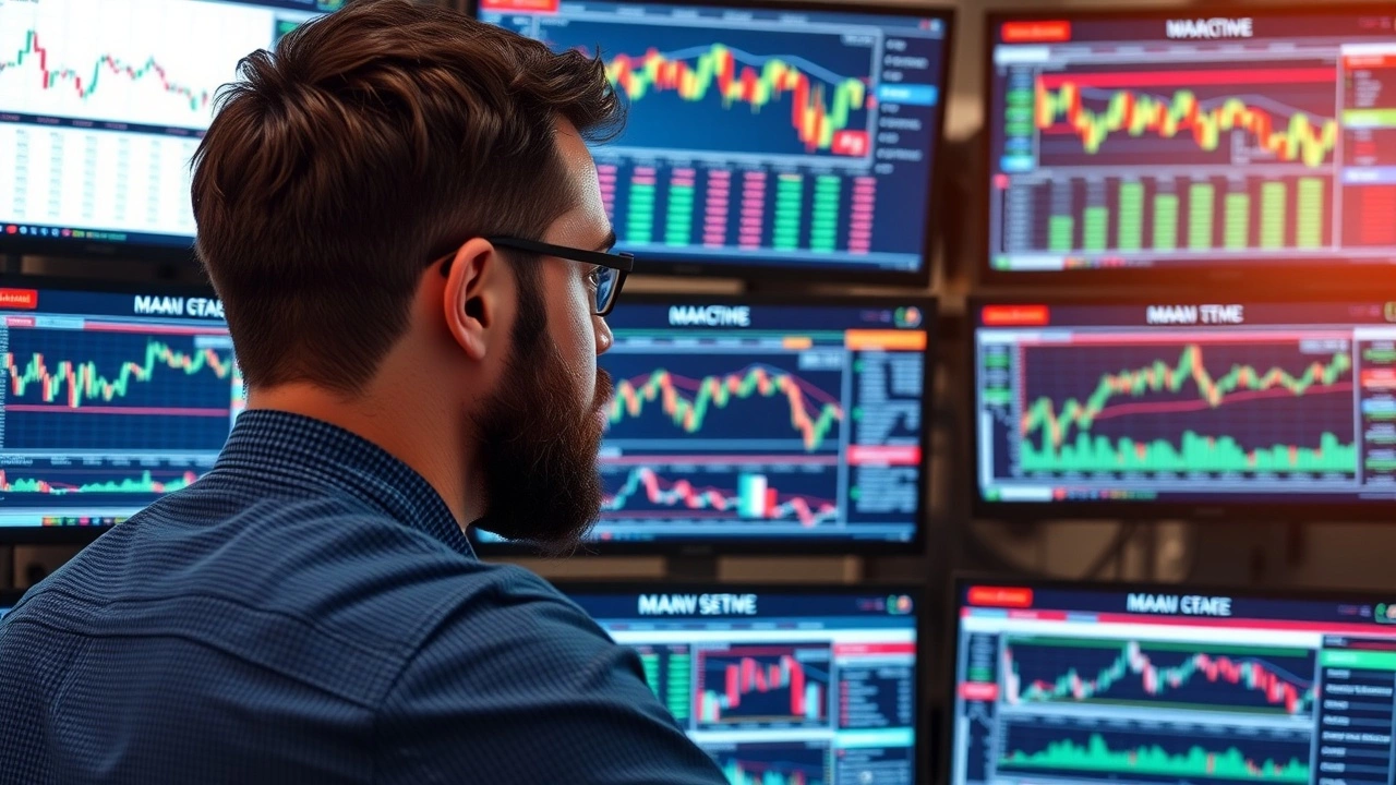 analyste financier devant des ecrans de marche