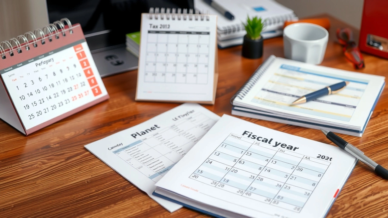 bureau bien organise avec calendrier et documents fiscaux