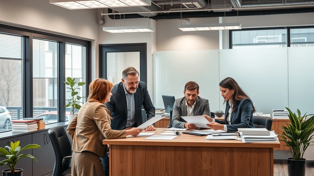 bureau des impôts avec des personnes discutant