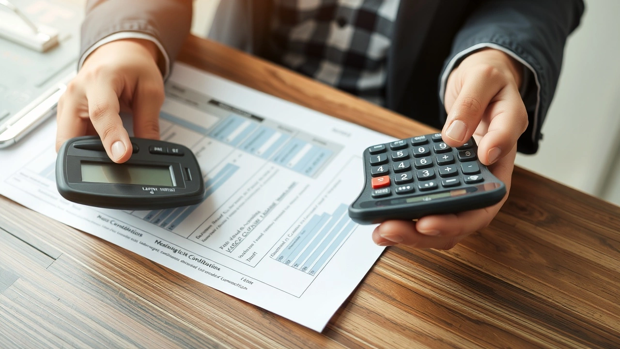 person calculant les cotisations sociales avec une calculatrice