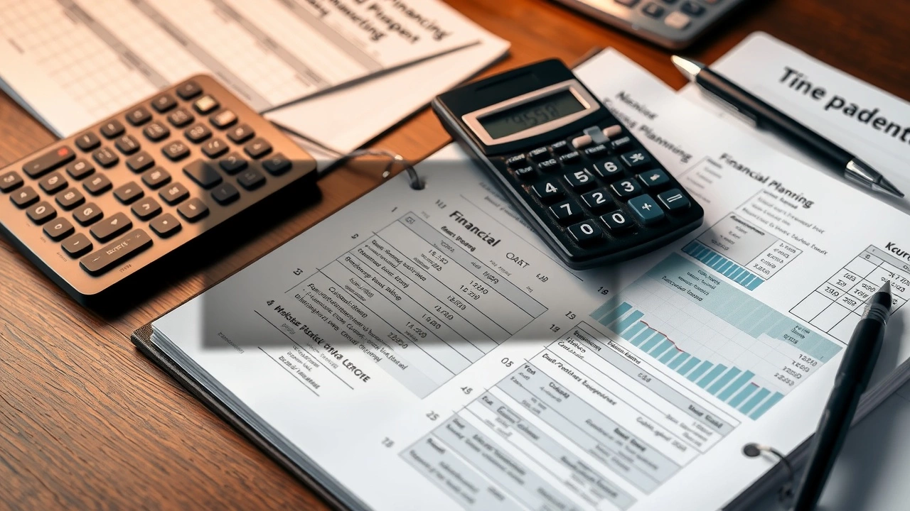 carnet ouvert avec outils de planification financière