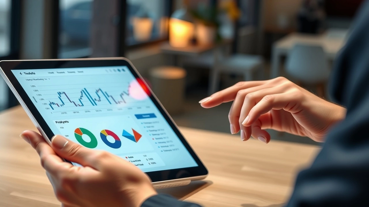 conseiller financier utilisant une tablette avec des graphiques