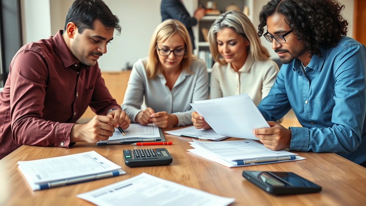 groupe de contribuables examinant des documents fiscaux