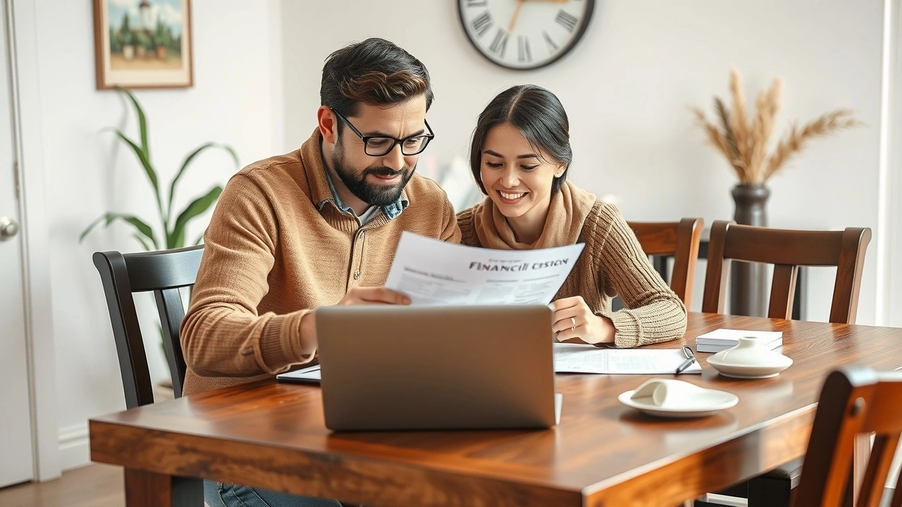 couple examining finances ensemble documents