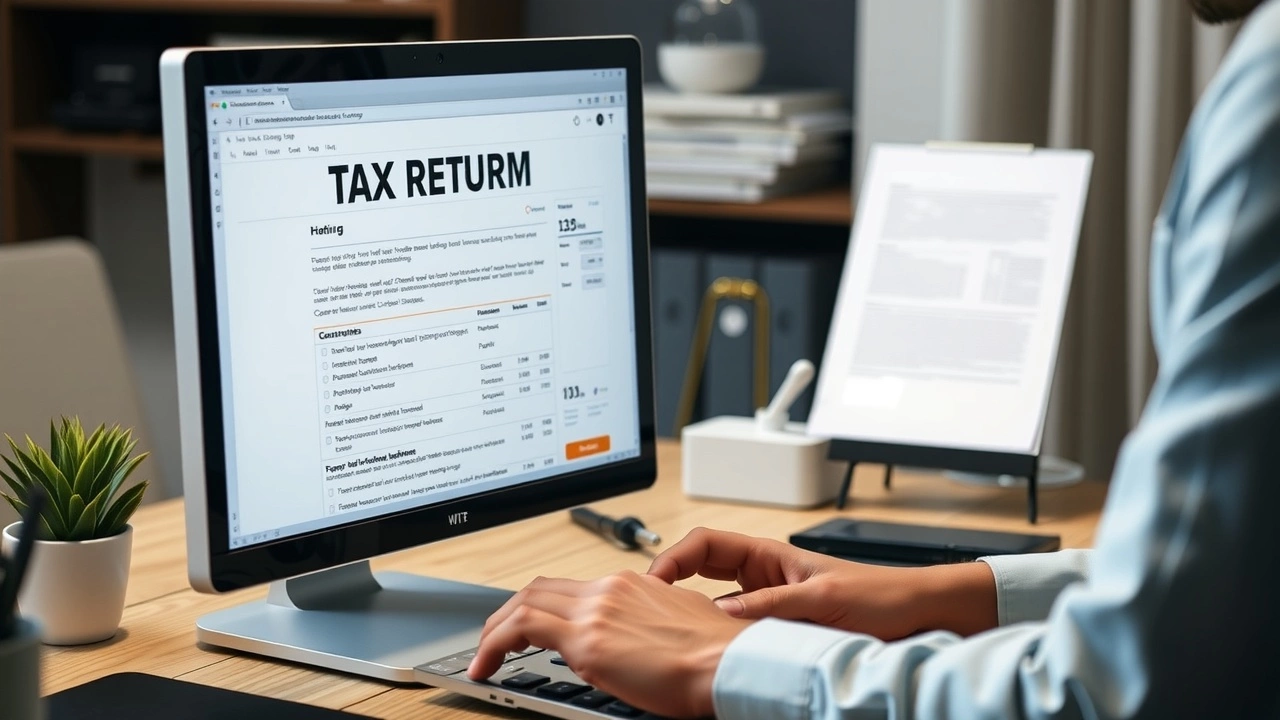 person utilisant un ordinateur pour déclarer des impôts