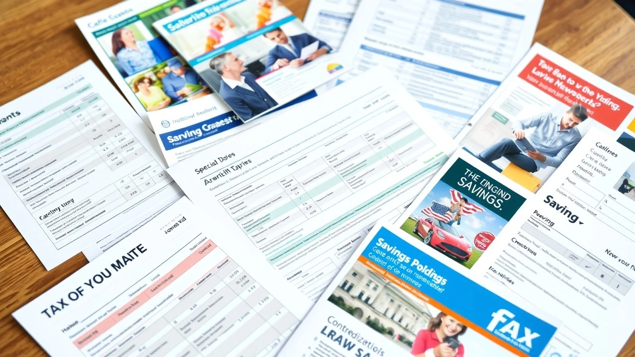 documents fiscaux et brochures d-epargne sur une table
