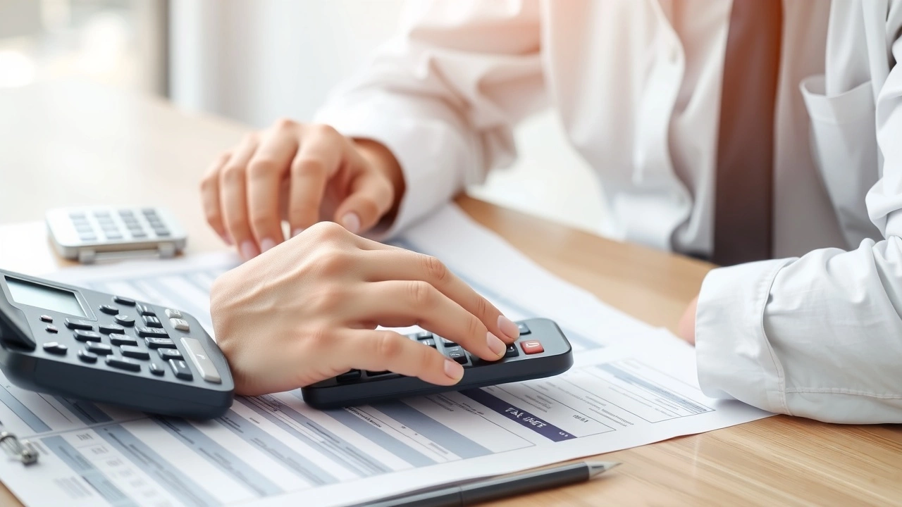 person examinant des documents fiscaux et une calculatrice