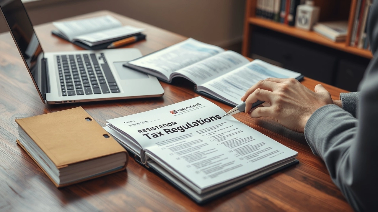 person étudiant des régulations fiscales avec des livres