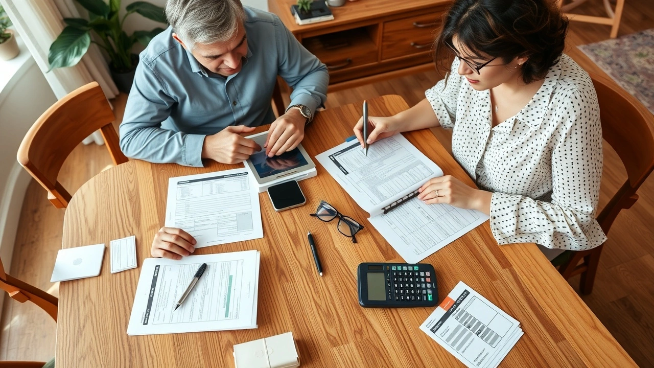 famille de revenus moyens examinant des documents fiscaux