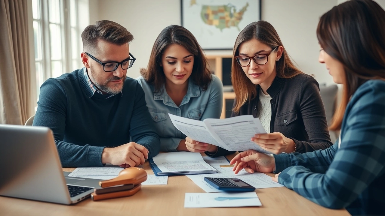 famille examinant un budget sur une table