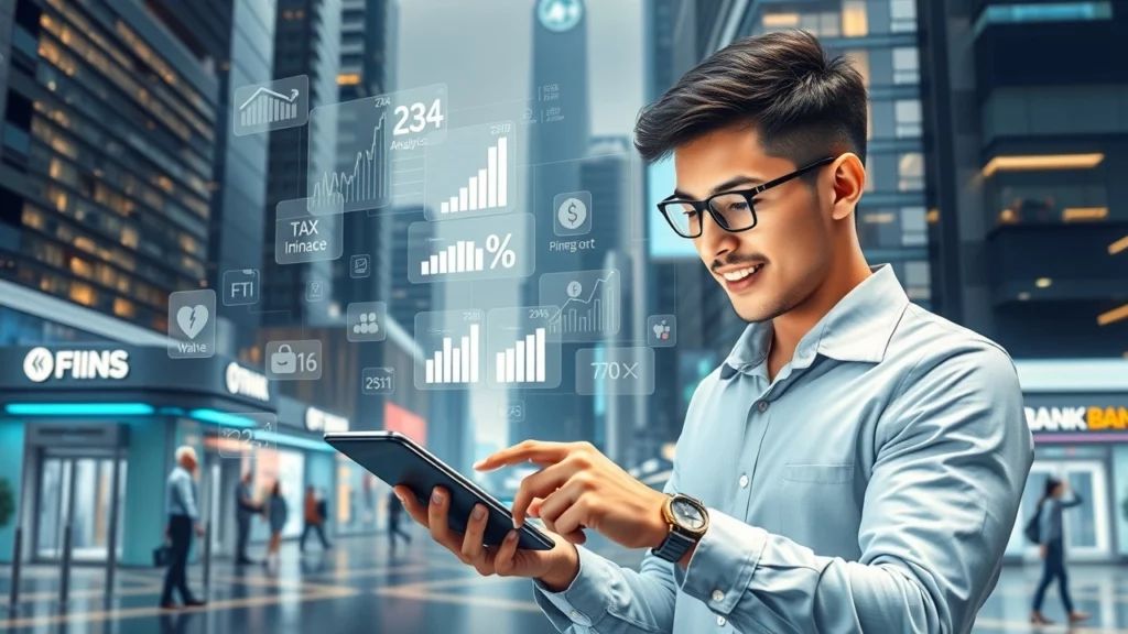 Illustration d'une personne gérant ses finances personnelles grâce à la technologie fintech en 2024.